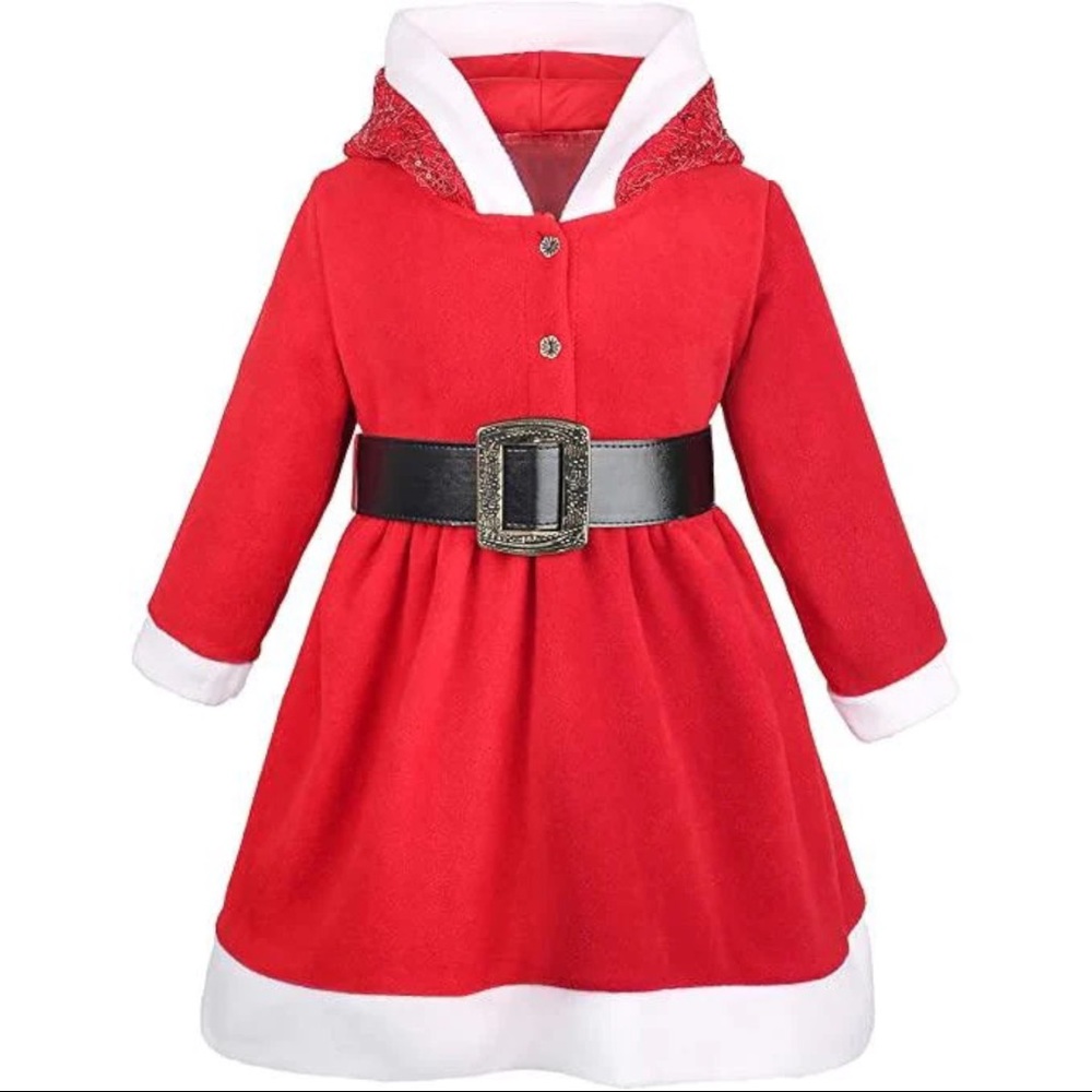Lilax Christmas baby girl santa dress with Hoodie size 4y  (104cm) Red & white
